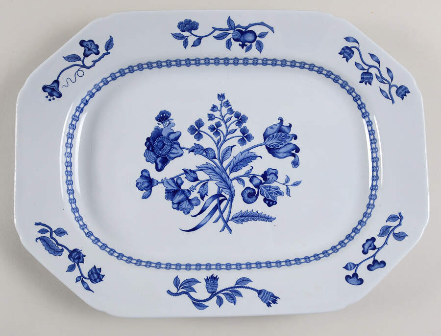 Palace Garden Blue 14" Oval Serving Platter by Spode-1