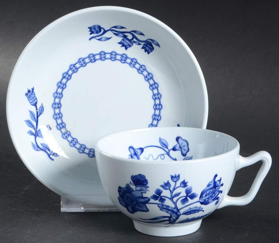 Palace Garden Blue Canton Shape Footed Cup & Saucer Set by Spode-1