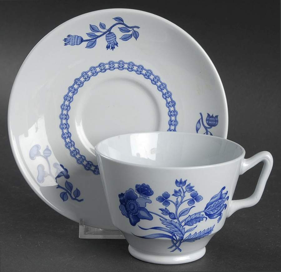 Palace Garden Blue London Shape Footed Cup & Saucer Set by Spode-1