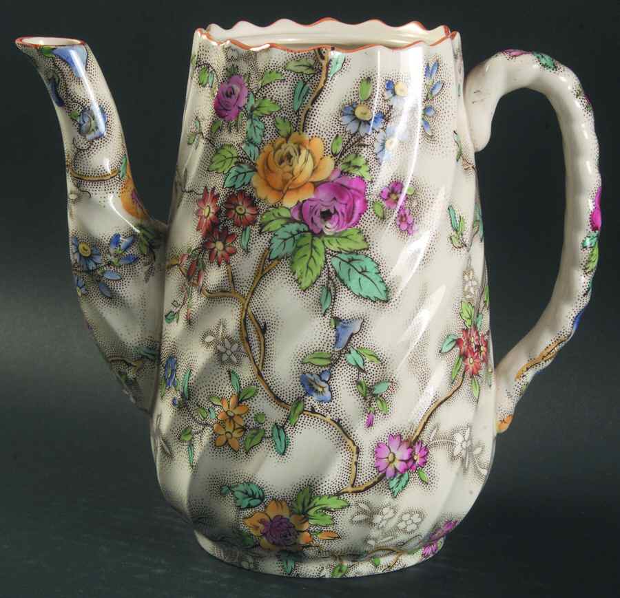 Patricia (Yellow Trim) Coffee Pot No Lid by Spode-1