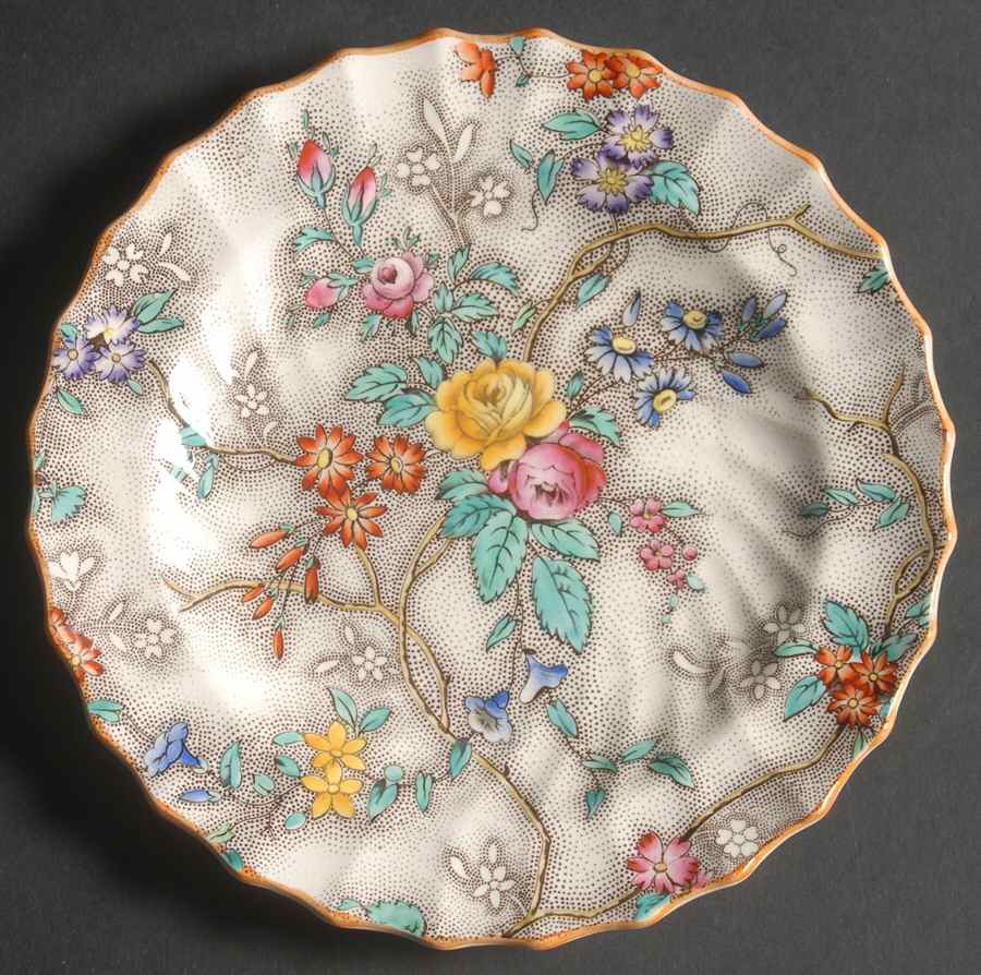 Patricia (Yellow Trim) Dessert/Pie Plate by Spode-1
