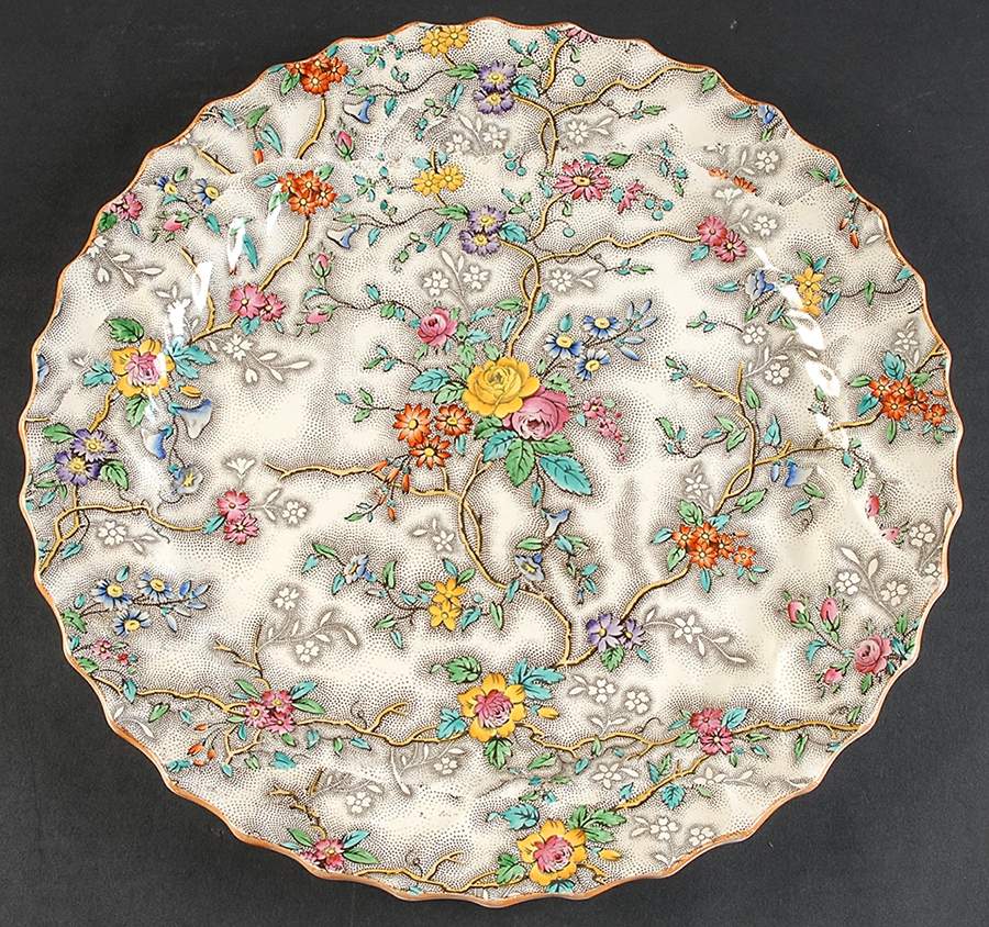 Patricia (Yellow Trim) 13" Chop Plate (Round Platter) by Spode-1