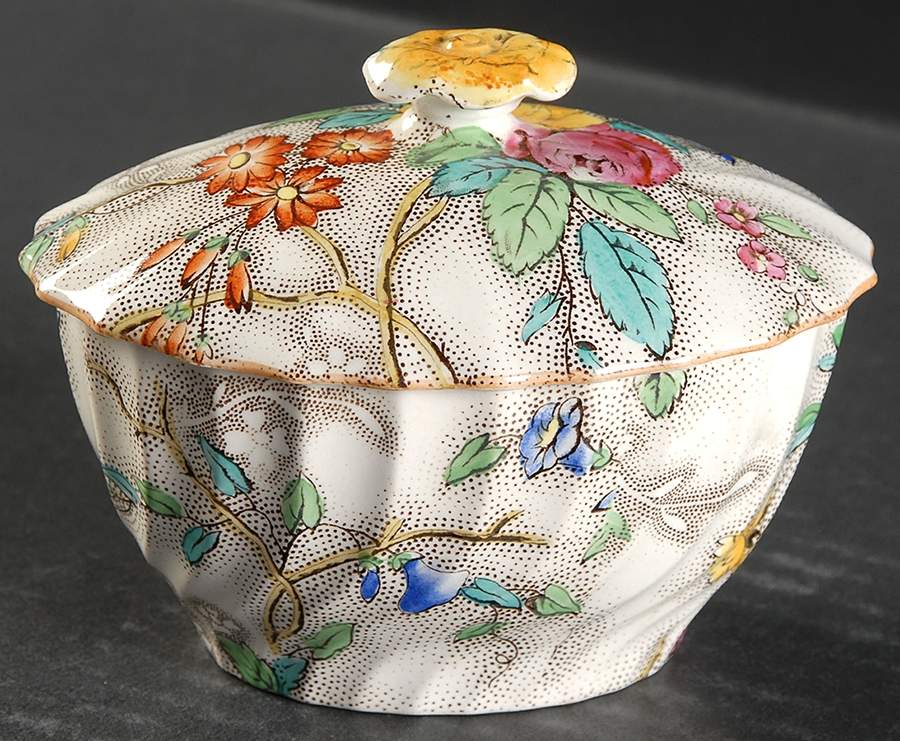 Patricia (Yellow Trim) Mini Sugar Bowl & Lid by Spode-1