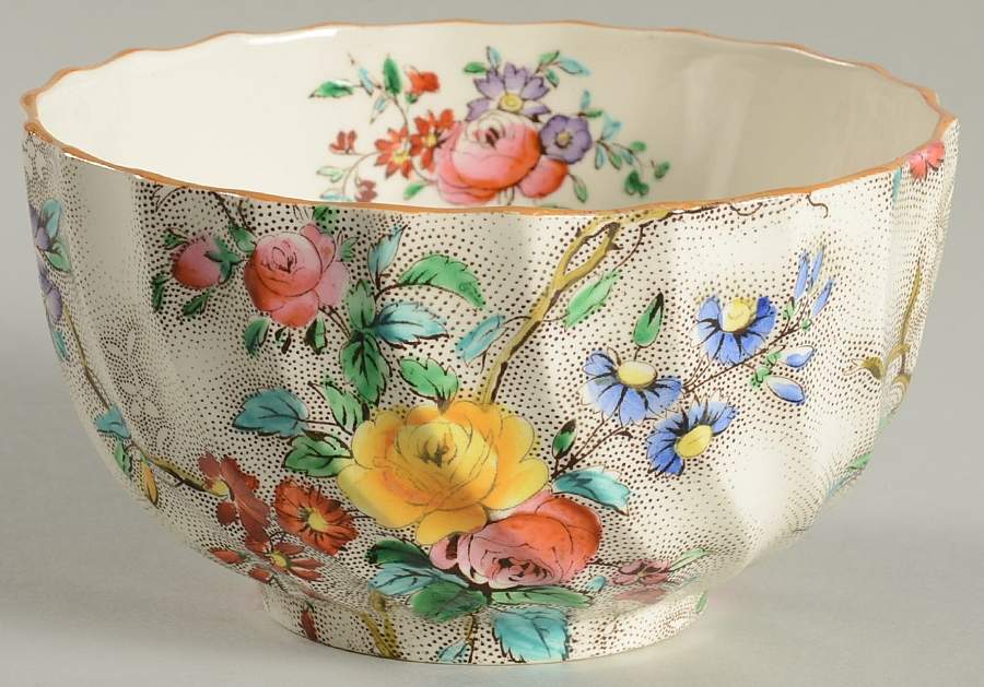 Patricia (Yellow Trim) Cranberry Bowl by Spode-1