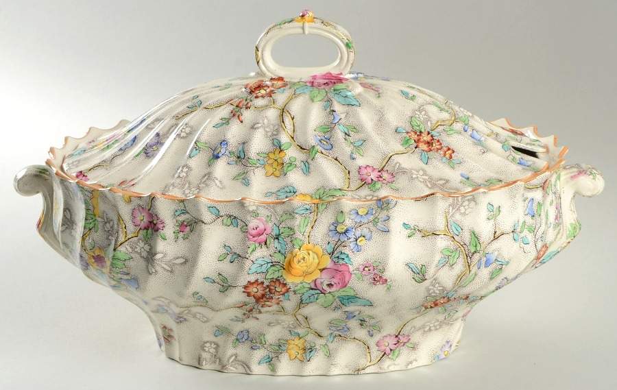 Patricia (Yellow Trim) Oval Tureen & Lid by Spode-1