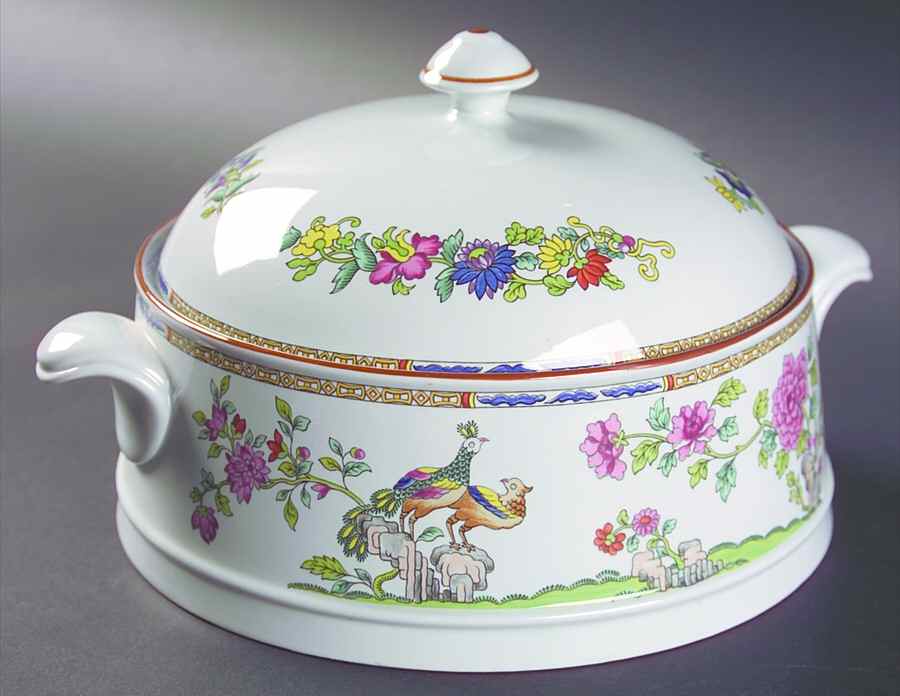Peacock Round Covered Vegetable by Spode-1