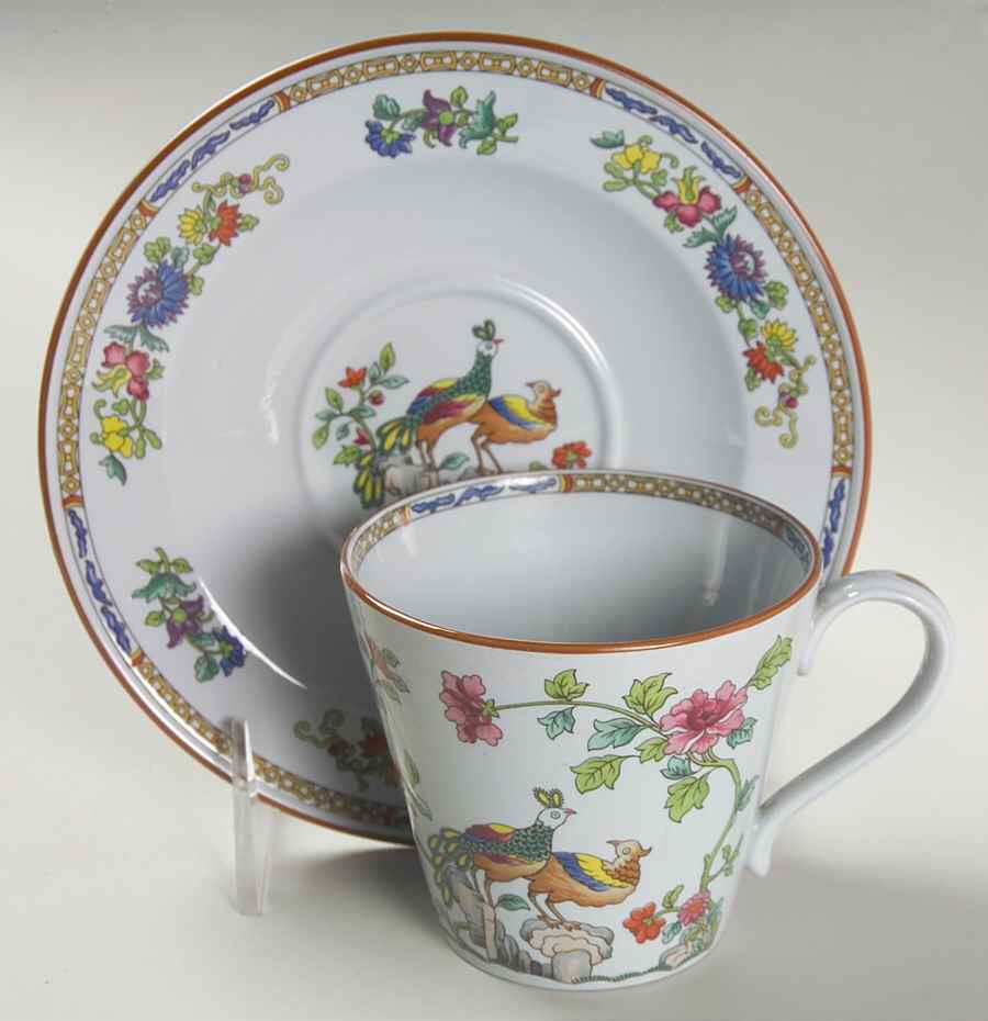 Peacock Flat Cup & Saucer Set by Spode-1