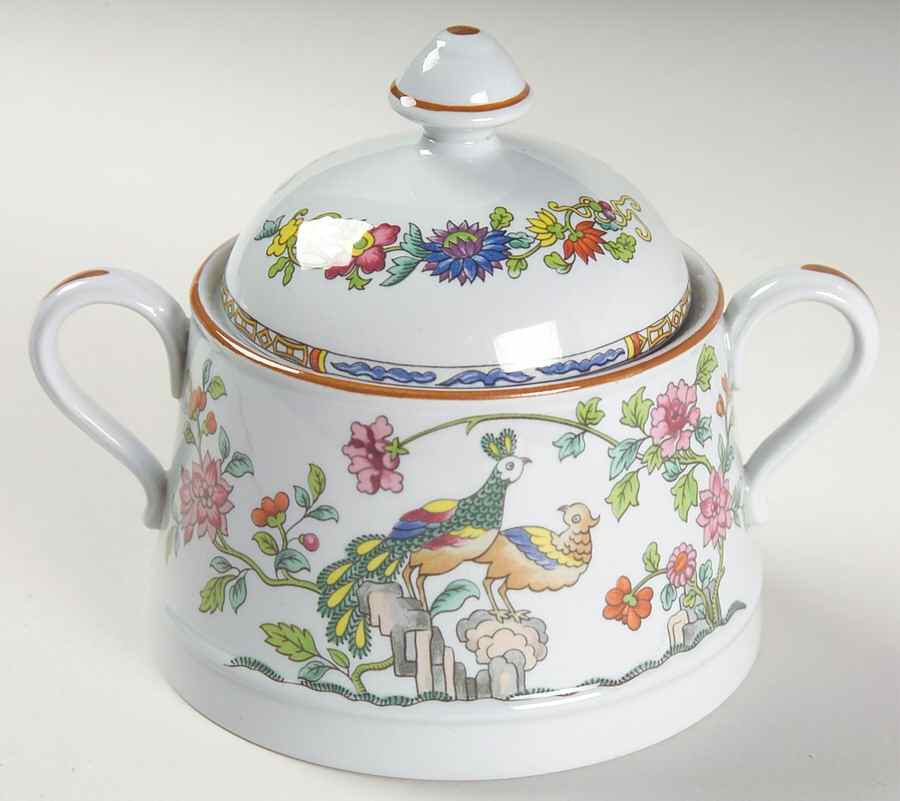 Peacock Sugar Bowl & Lid by Spode-1