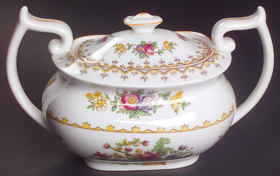 Peplow (Yellow Trim) Sugar Bowl & Lid by Spode-1