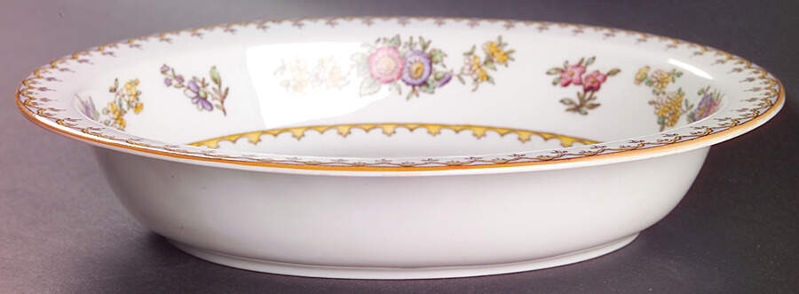 Peplow (Yellow Trim) 9" Oval Vegetable Bowl by Spode-1