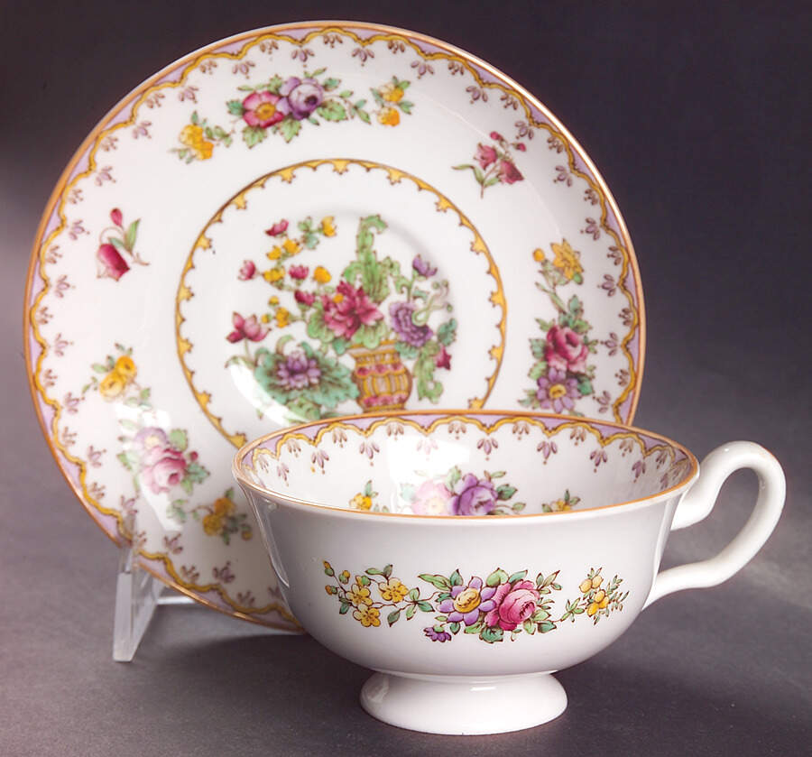 Peplow (Yellow Trim) Footed Cup & Saucer Set by Spode-1