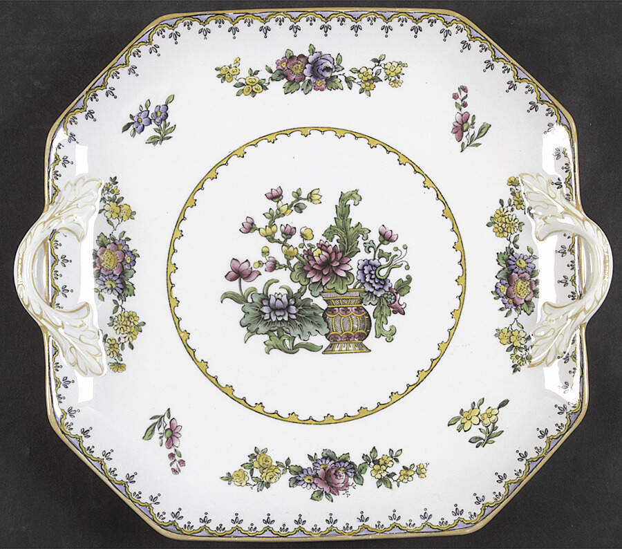 Peplow (Yellow Trim) Square Handled Cake Plate by Spode-1