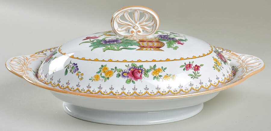 Peplow (Yellow Trim) Oval Covered Vegetable by Spode-1
