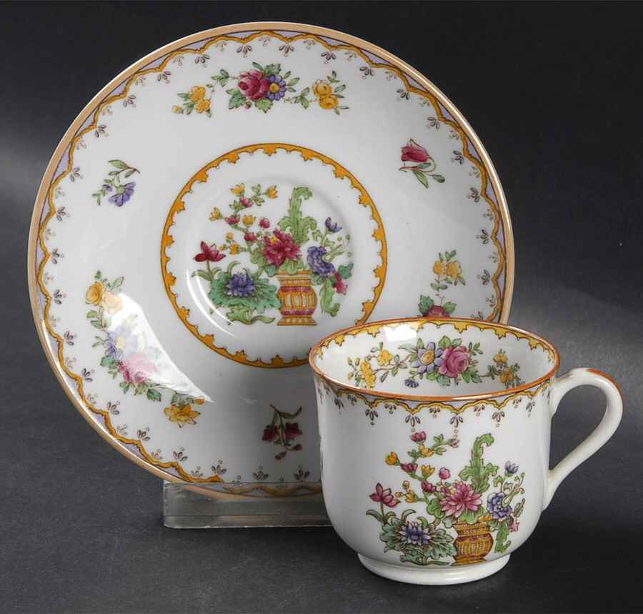 Peplow (Yellow Trim) Footed Demitasse Cup & Saucer Set by Spode-1