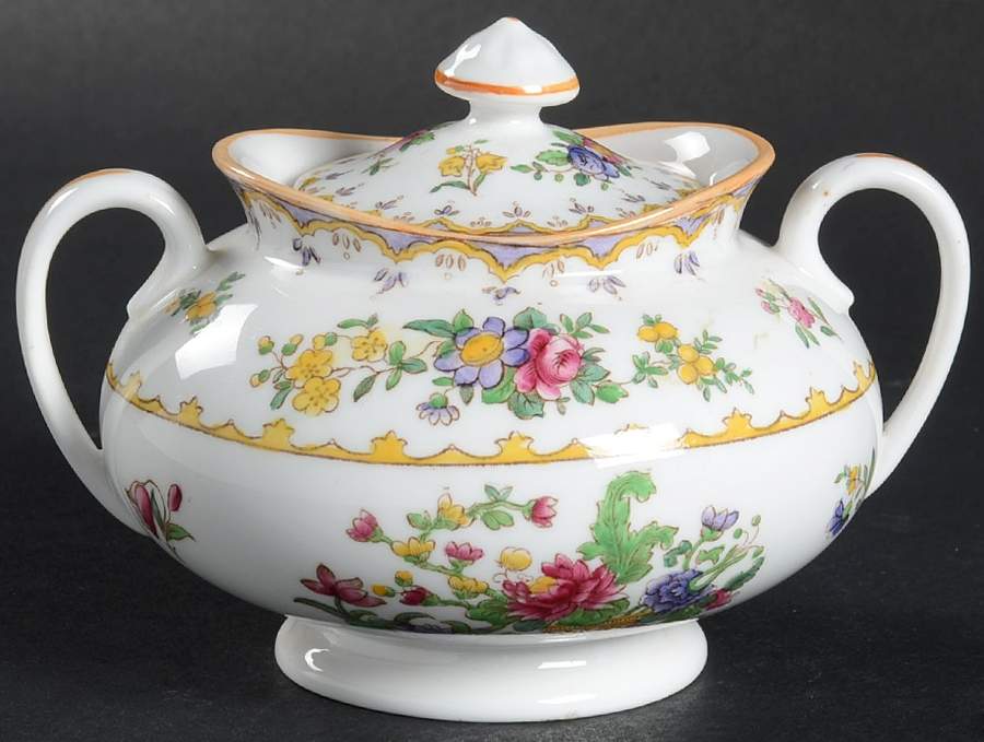 Peplow (Yellow Trim) Sugar Bowl & Lid by Spode-1