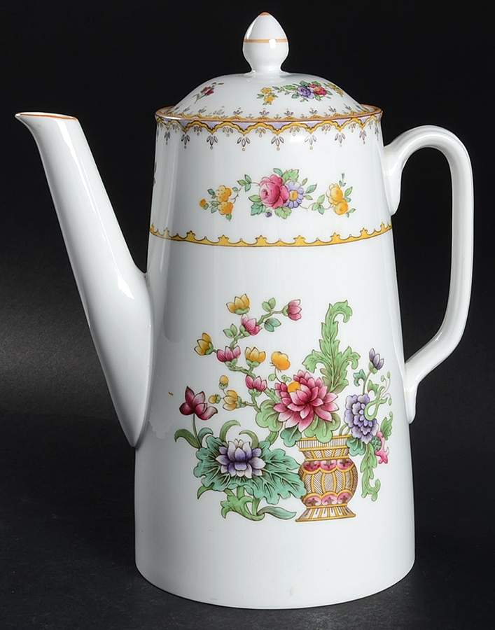 Peplow (Yellow Trim) Coffee Pot & Lid by Spode-1