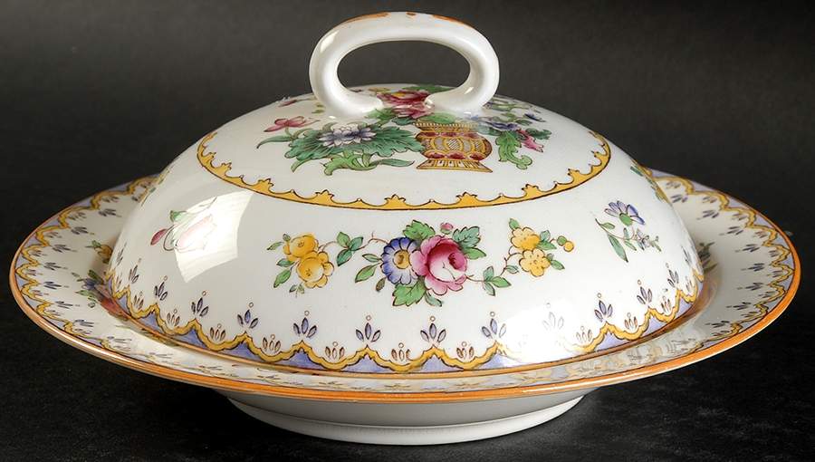 Peplow (Yellow Trim) Round Covered Butter by Spode-1