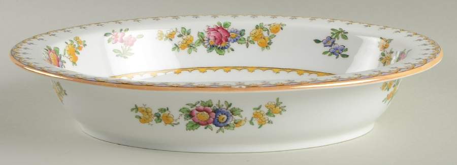 Peplow (Yellow Trim) 10" Oval Vegetable Bowl by Spode-1