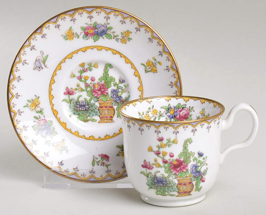 Peplow (Gold Trim) Footed Demitasse Cup & Saucer Set by Spode-1
