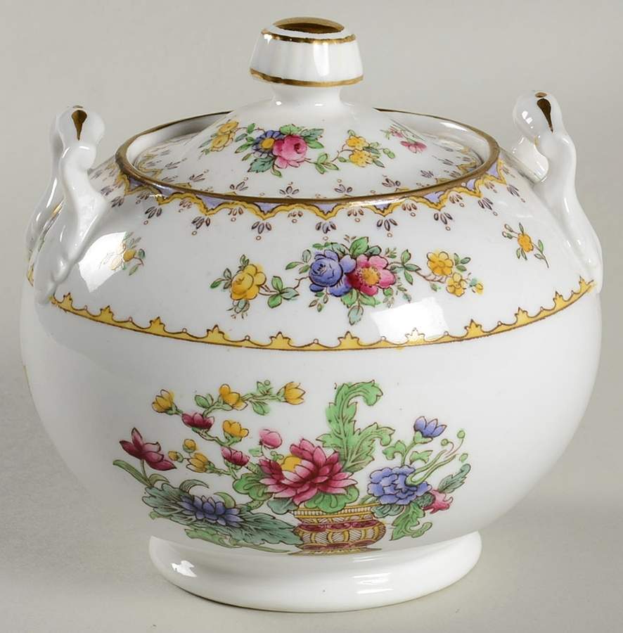 Peplow (Gold Trim) Sugar Bowl & Lid by Spode-1