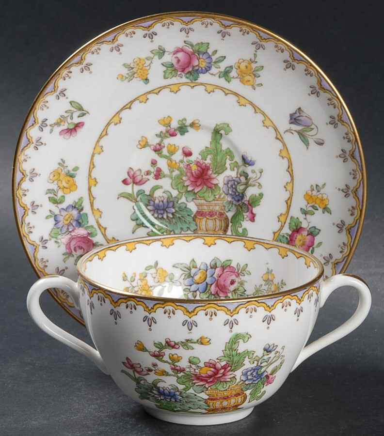 Peplow (Gold Trim) Flat Bouillon Cup & Saucer by Spode-1