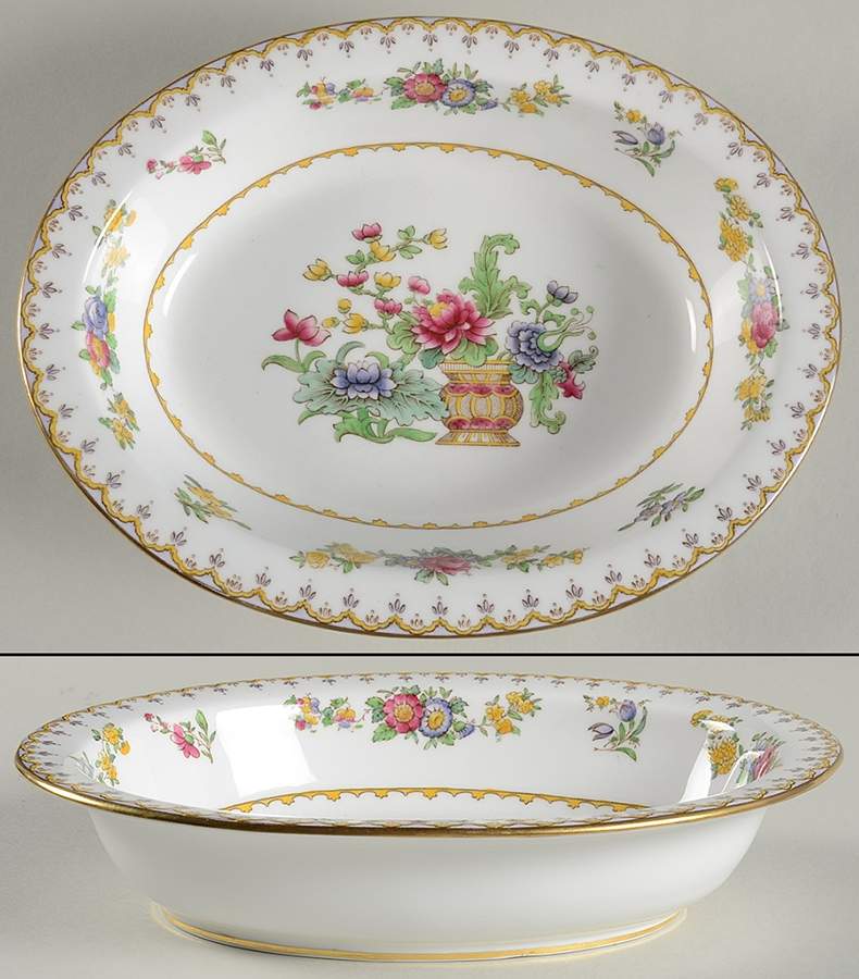 Peplow (Gold Trim) 9" Oval Vegetable Bowl by Spode-1