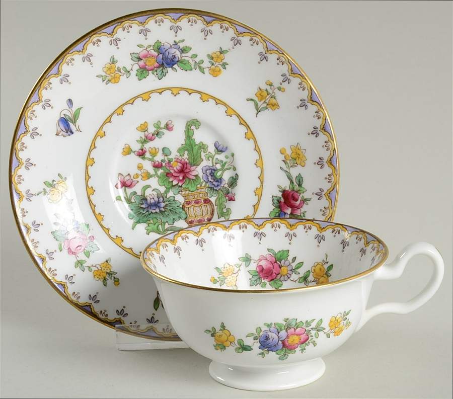 Peplow (Gold Trim) Footed Cup & Saucer Set by Spode-1