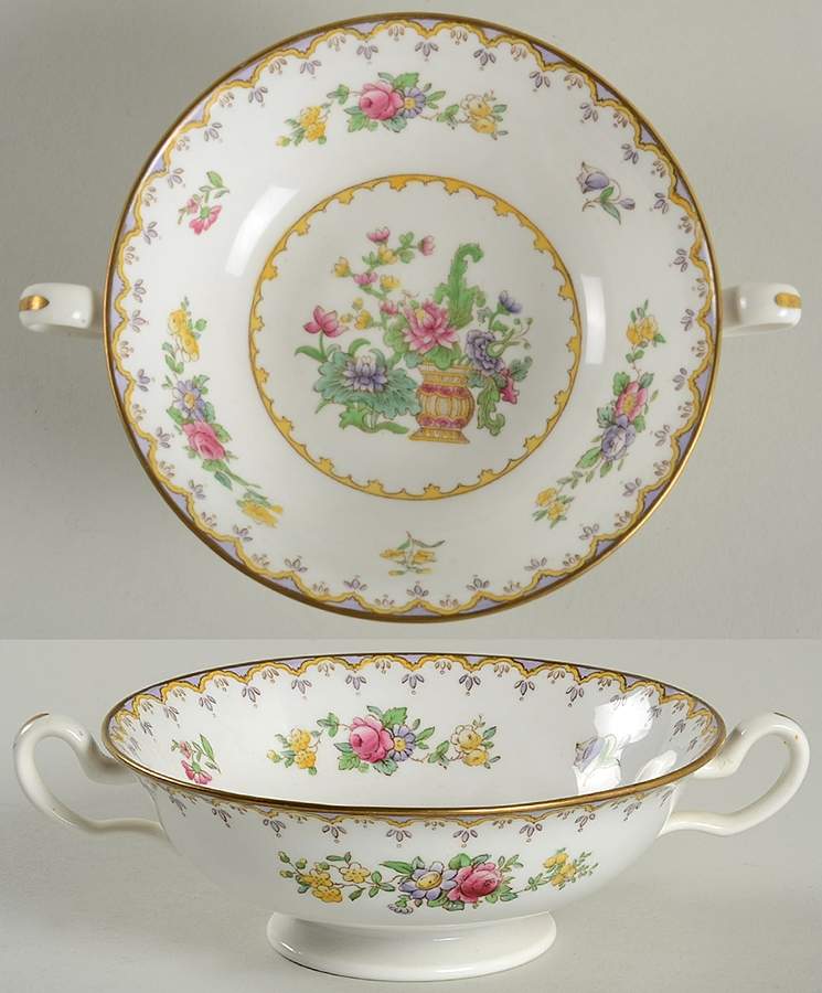 Peplow (Gold Trim) Footed Cream Soup Bowl by Spode-1