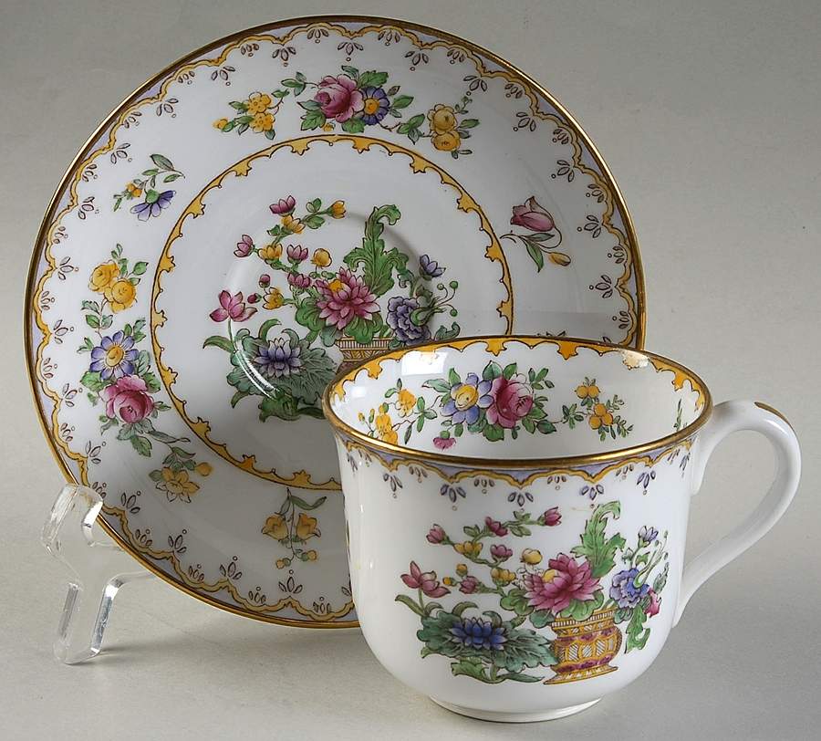 Peplow (Gold Trim) Flat Cup & Saucer Set by Spode-1