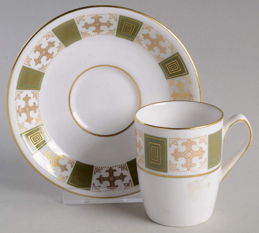 Persia Green Flat Demitasse Cup & Saucer Set by Spode-1