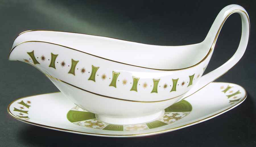 Persia Green Gravy Boat & Underplate by Spode-1