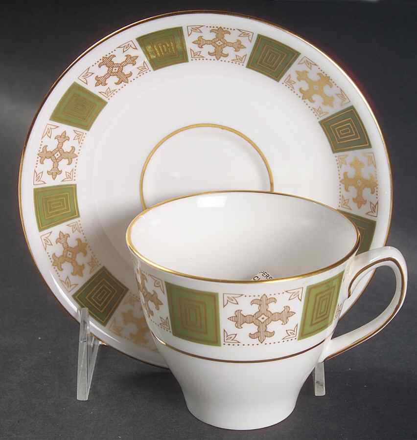 Persia Green Flat Cup & Saucer Set by Spode-1