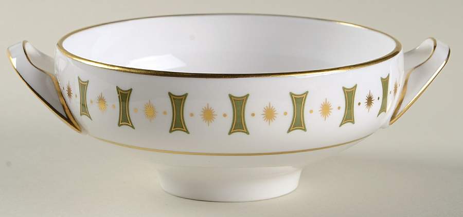 Persia Green Footed Cream Soup Bowl by Spode-1