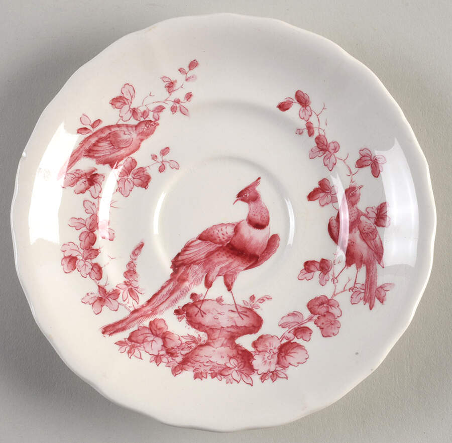 Pink Bird Saucer for Flat Cup by Spode-1