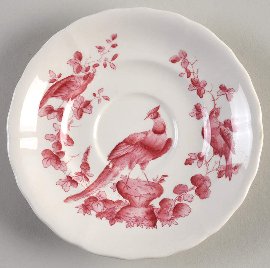Pink Bird Saucer for Flat Cup by Spode-1