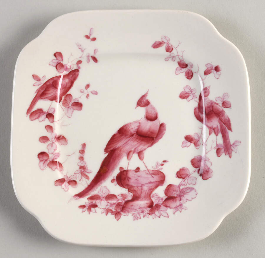 Pink Bird Square Bread & Butter Plate by Spode-1