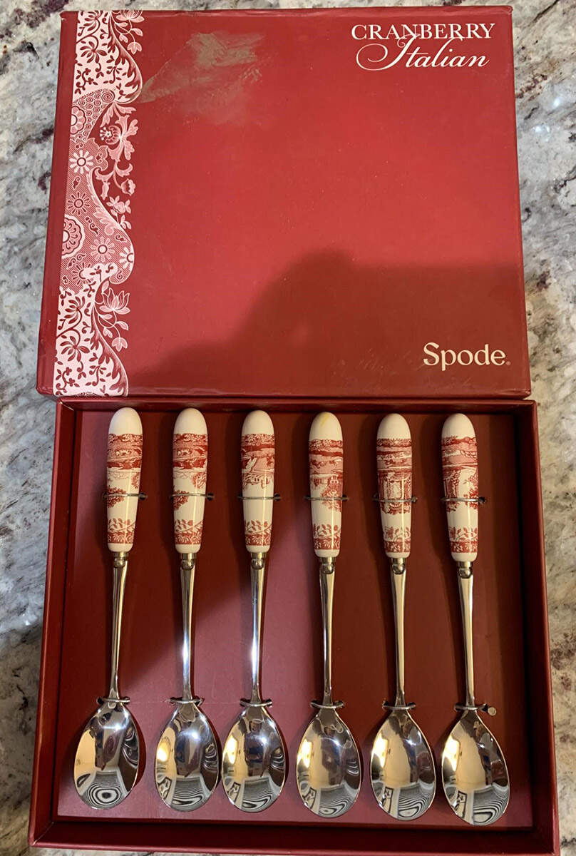 Pink Italian Teaspoon - Set of 6 Boxed by Spode-1