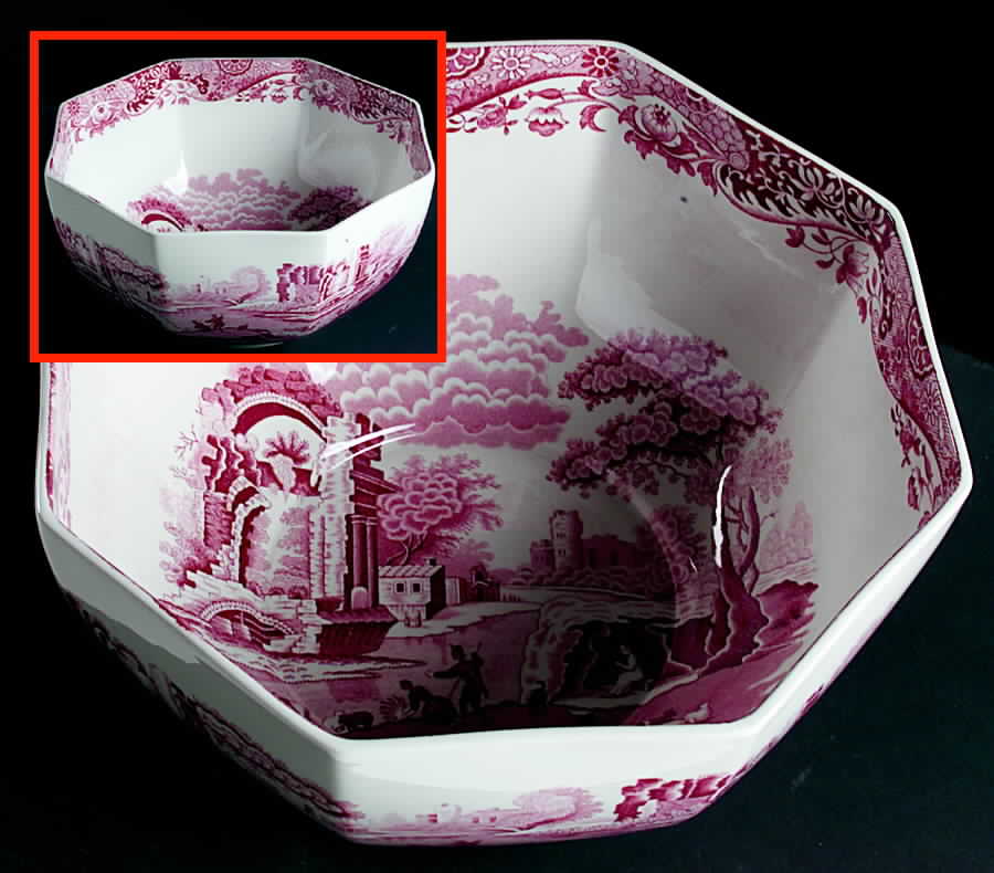 Pink Italian 9" Octagonal Serving Bowl by Spode-1