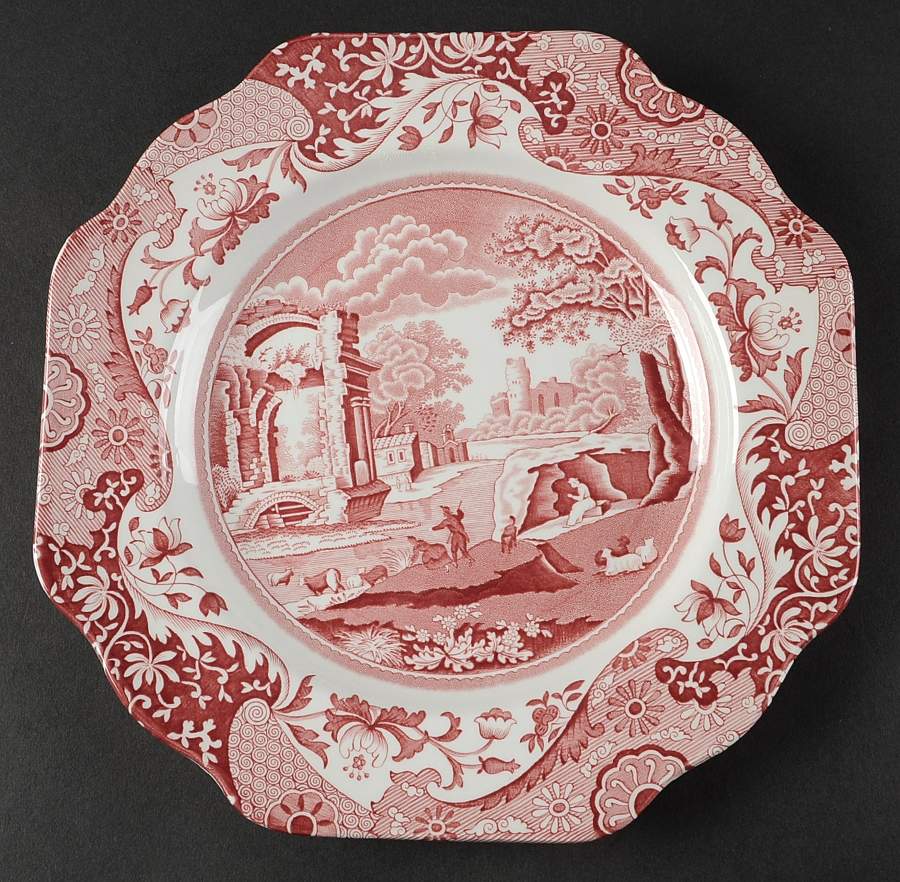 Pink Italian Square Luncheon Plate by Spode-1