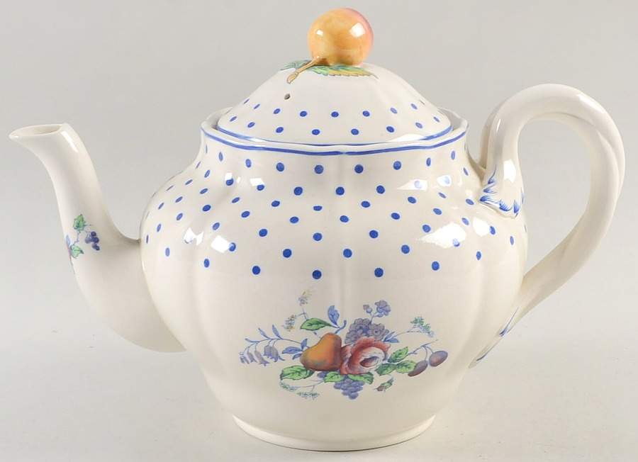 Polka Dot Blue Teapot & Lid by Spode-1