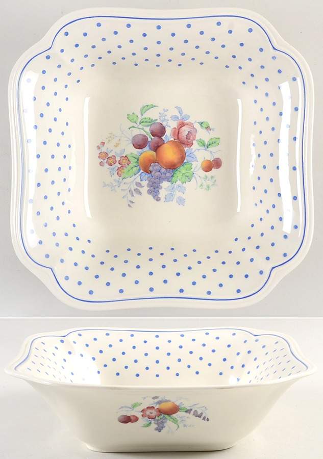 Polka Dot Blue 9" Square Vegetable Bowl by Spode-1
