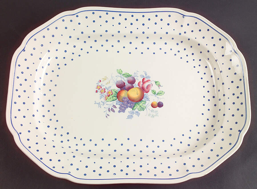Polka Dot Blue 14" Oval Serving Platter by Spode-1