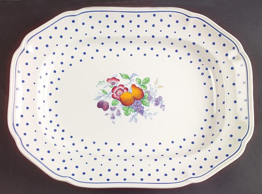 Polka Dot Blue 12" Oval Serving Platter by Spode-1