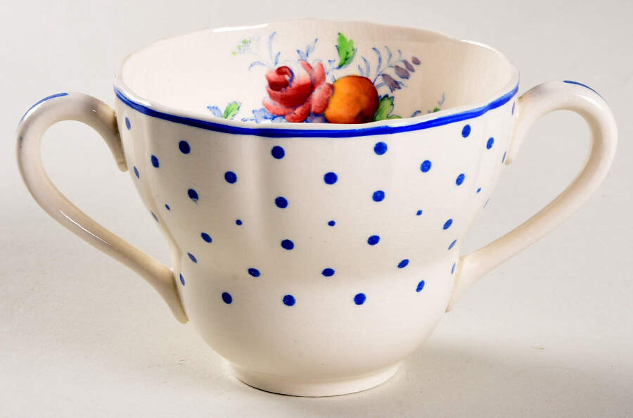 Polka Dot Blue Flat Bouillon Cup by Spode-1