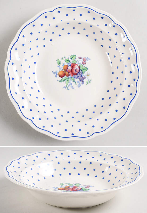 Polka Dot Blue Rim Soup Bowl by Spode-1