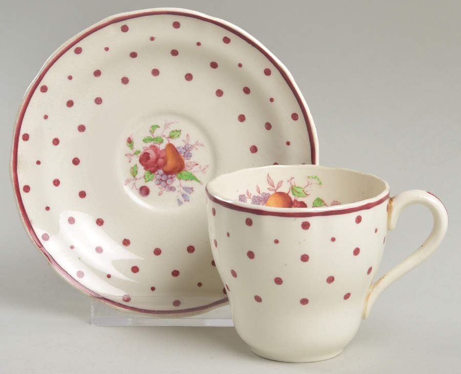Polka Dot Red Flat Demitasse Cup & Saucer Set by Spode-1