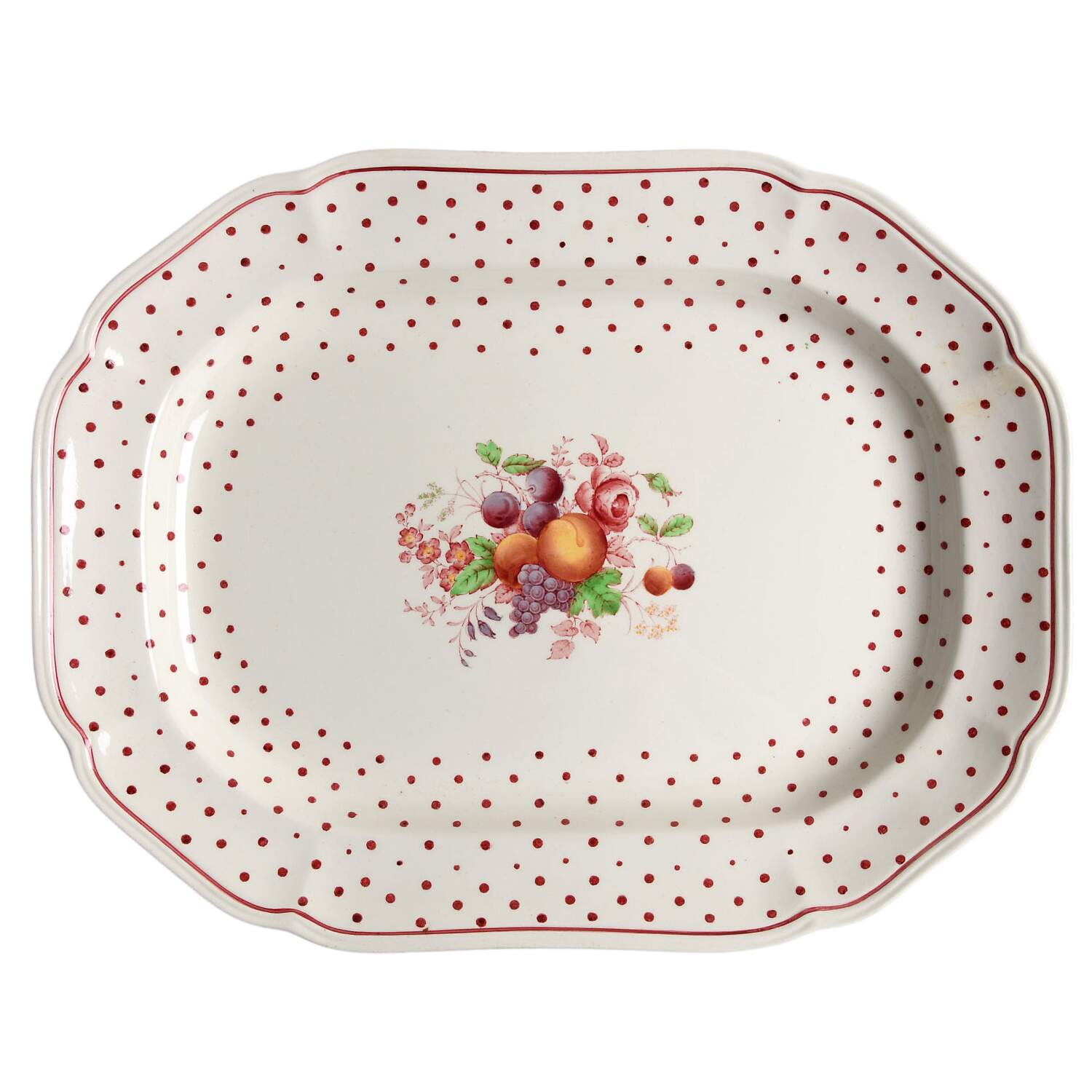 Polka Dot Red 14" Oval Serving Platter by Spode-1