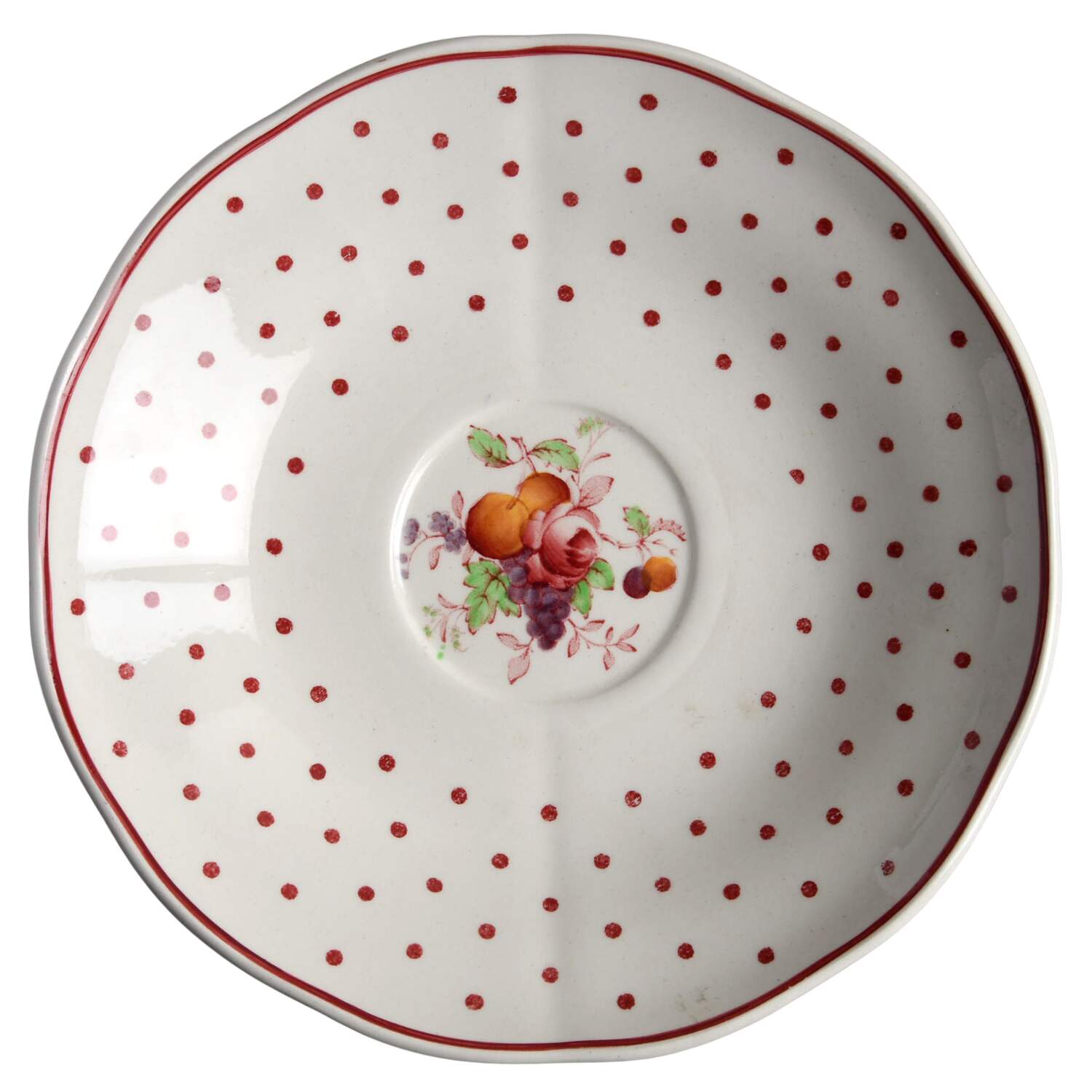 Polka Dot Red Saucer for Breakfast Cup by Spode-1
