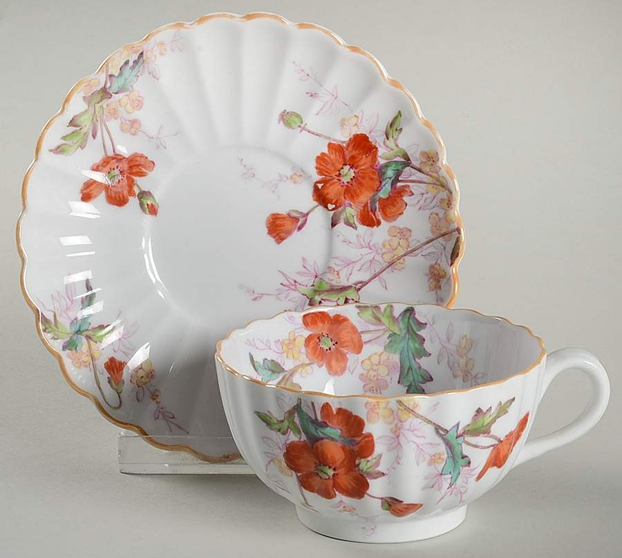Poppy Footed Cup & Saucer Set by Spode-1