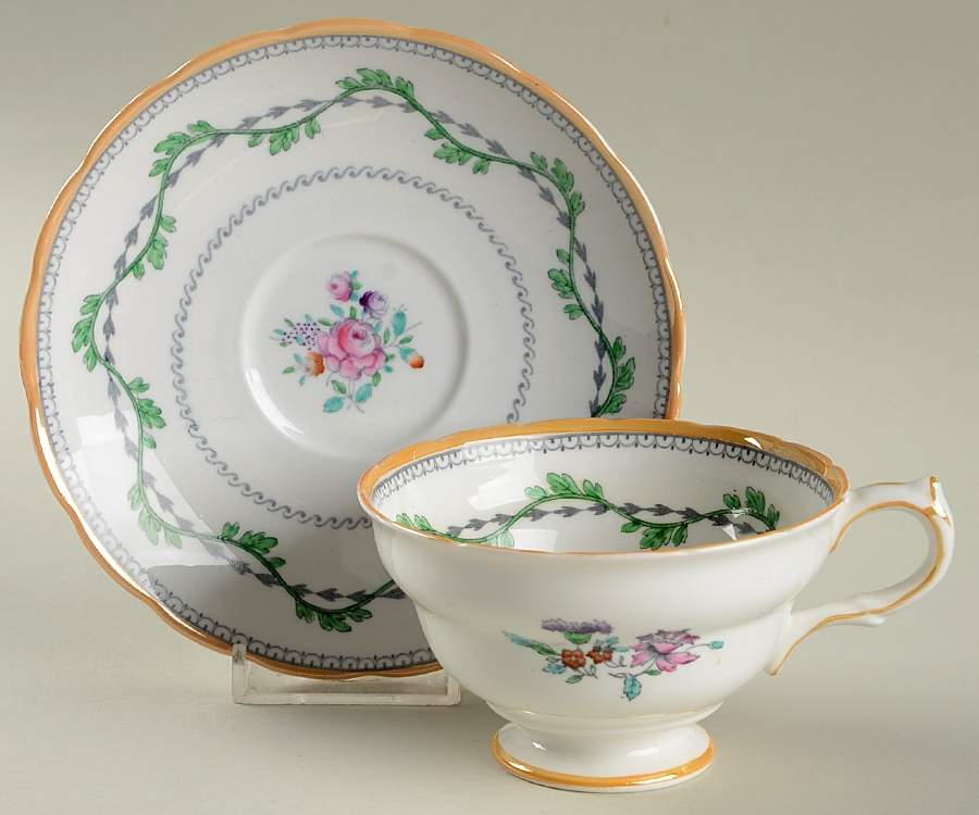 Portabello Green Footed Cup & Saucer Set by Spode-1